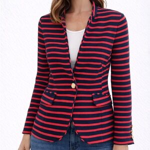 Elizabeth McKay Navy and Red Striped Blazer